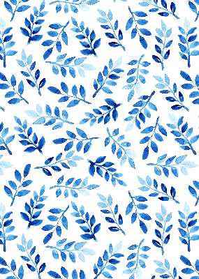 Modern roller blind Blue leaves