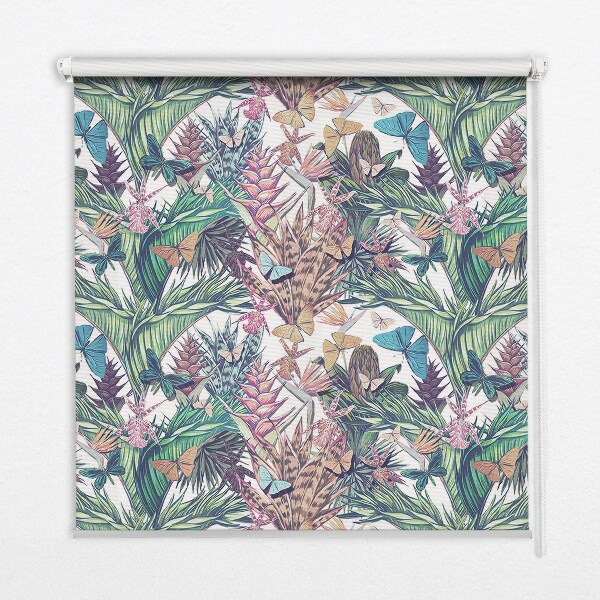 Modern roller blind Butterflies on flowers