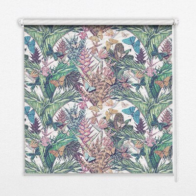 Modern roller blind with butterflies on flowers print