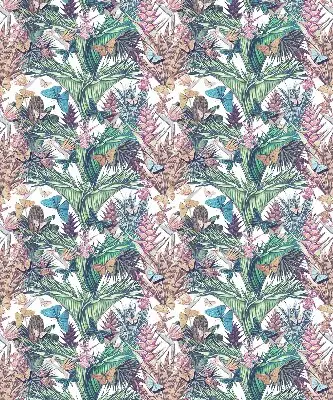Modern roller blind with butterflies on flowers print