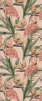 Modern roller blind flamingos and flowers print