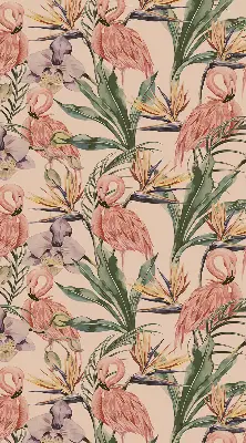 Modern roller blind flamingos and flowers print