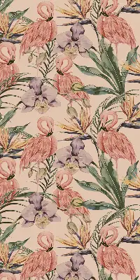 Modern roller blind flamingos and flowers print