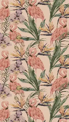 Modern roller blind flamingos and flowers print