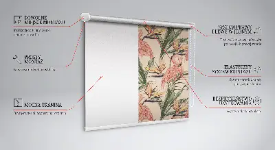 Modern roller blind flamingos and flowers print