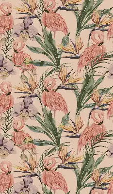 Modern roller blind flamingos and flowers print