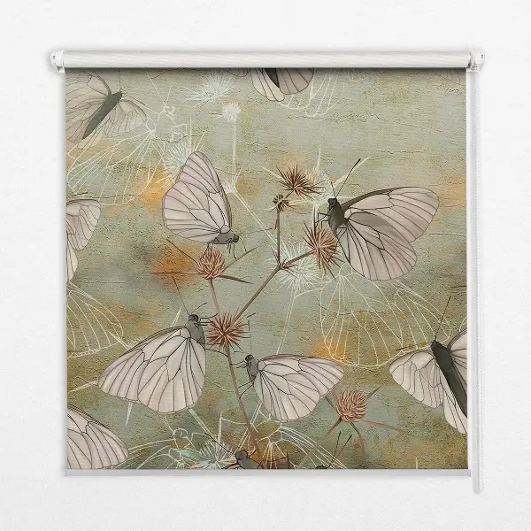 Roller blind for large window butterflies in the meadow pattern