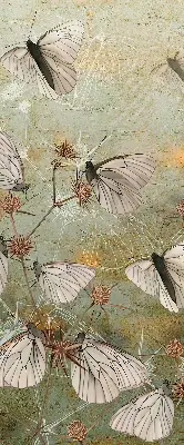 Roller blind for large window butterflies in the meadow pattern