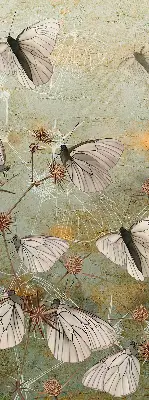 Roller blind for large window butterflies in the meadow pattern