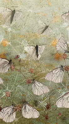 Roller blind for large window butterflies in the meadow pattern