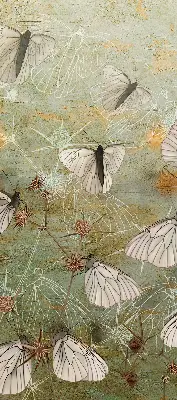 Roller blind for large window butterflies in the meadow pattern
