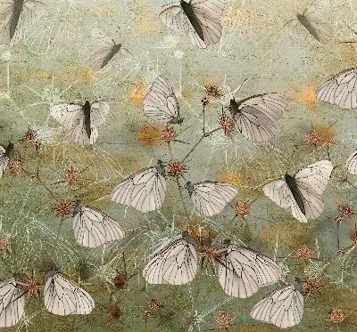 Roller blind for large window butterflies in the meadow pattern