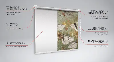 Roller blind for large window butterflies in the meadow pattern