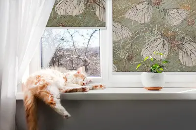 Roller blind for large window butterflies in the meadow pattern