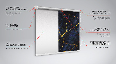 Fabric roller blind Navy blue marble