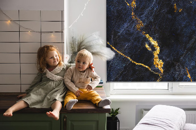 Fabric roller blind Navy blue marble