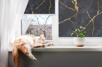 Fabric roller blind Navy blue marble