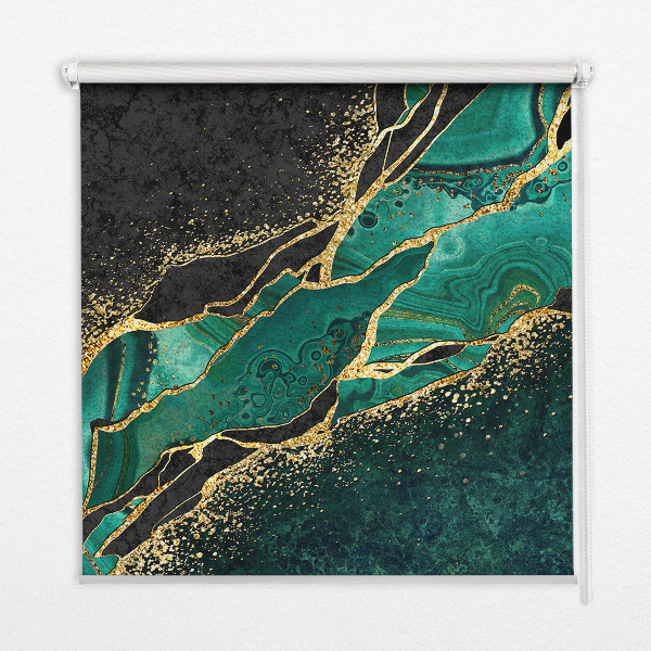 Fabric roller blind in green marble