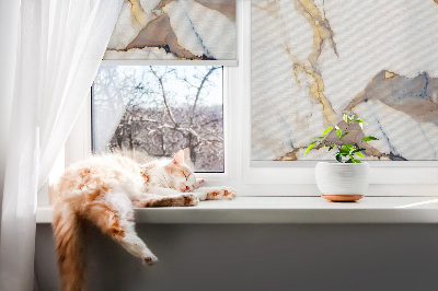 Roller blind for large window marble finish