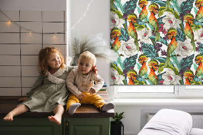 Modern roller blind Birds and flowers