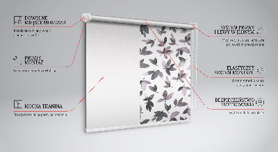 Fabric roller blind in dark pink leaves