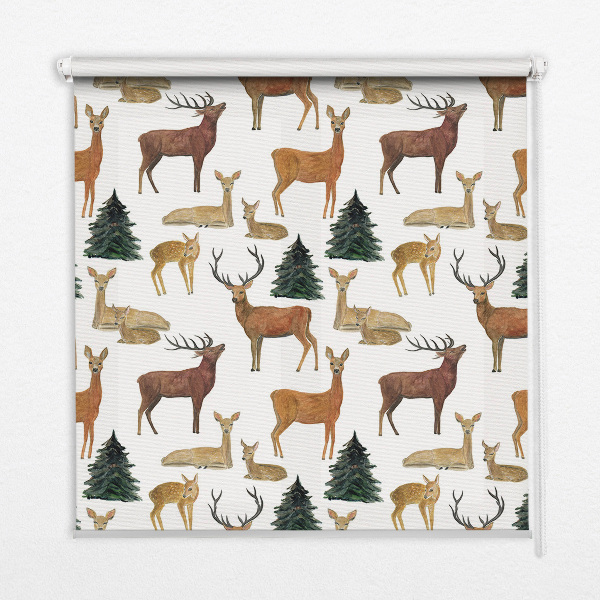 Modern roller blind Deer and roe deer