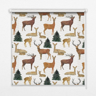 Modern roller blind featuring deer and roe deer print
