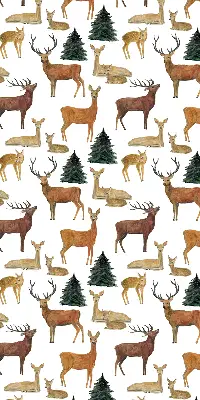 Modern roller blind featuring deer and roe deer print