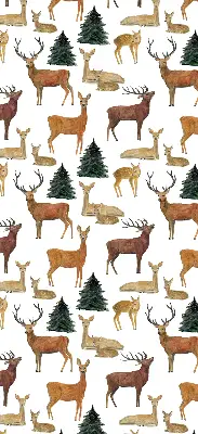Modern roller blind featuring deer and roe deer print