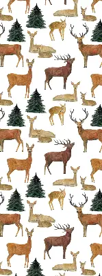 Modern roller blind featuring deer and roe deer print