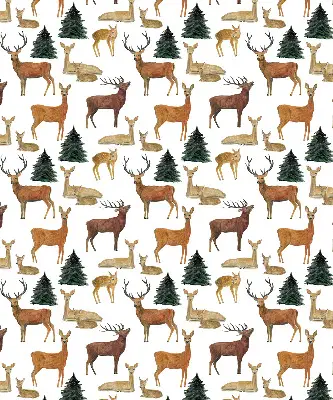Modern roller blind featuring deer and roe deer print