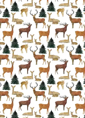 Modern roller blind featuring deer and roe deer print