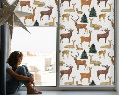 Modern roller blind Deer and roe deer