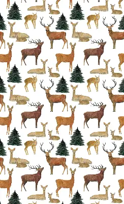 Modern roller blind featuring deer and roe deer print
