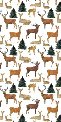 Modern roller blind featuring deer and roe deer print