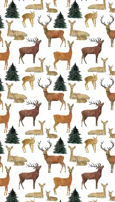 Modern roller blind featuring deer and roe deer print