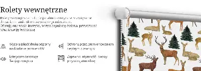 Modern roller blind featuring deer and roe deer print