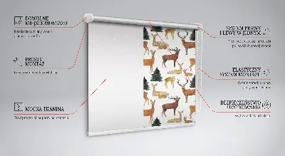 Modern roller blind featuring deer and roe deer print
