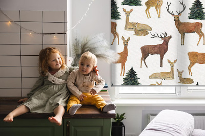Modern roller blind Deer and roe deer