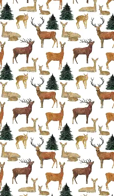 Modern roller blind featuring deer and roe deer print