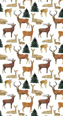 Modern roller blind featuring deer and roe deer print