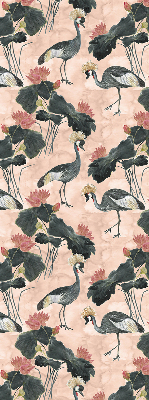 Roller blind for large window Heron on a pink background