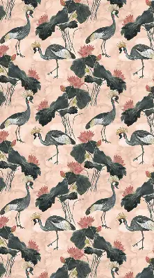 Roller blind for large window with heron on a pink background