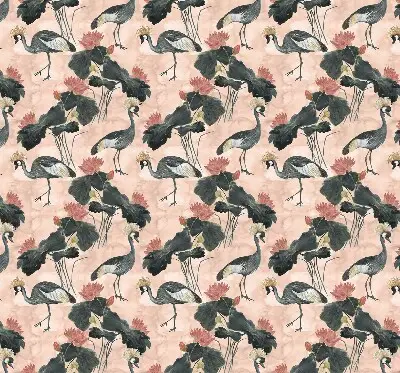 Roller blind for large window with heron on a pink background