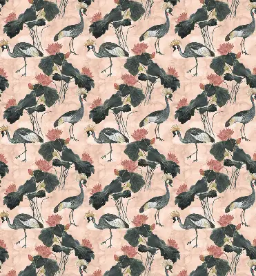 Roller blind for large window with heron on a pink background