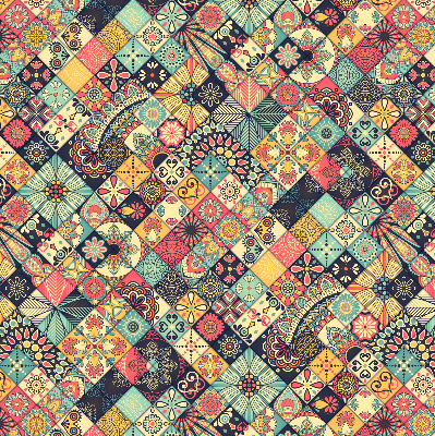 Fabric roller blind Colorful tiles