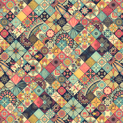 Fabric roller blind Colorful tiles