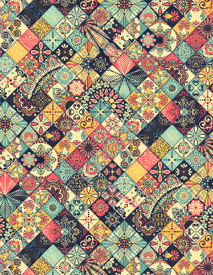 Fabric roller blind Colorful tiles