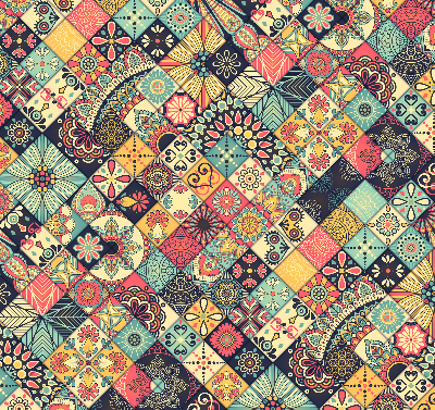 Fabric roller blind Colorful tiles