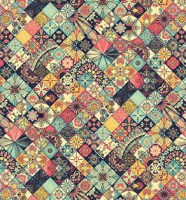 Fabric roller blind Colorful tiles